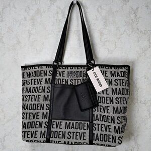 Steve Madden DR141165 Black / Grey Brez Tote Bag NWT